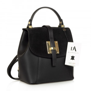 Rucsac tip geanta de dama, din piele naturala, DiAmanti Fausta Nero Rucsac tip geanta de dama, din piele naturala, DiAmanti Fausta Nero